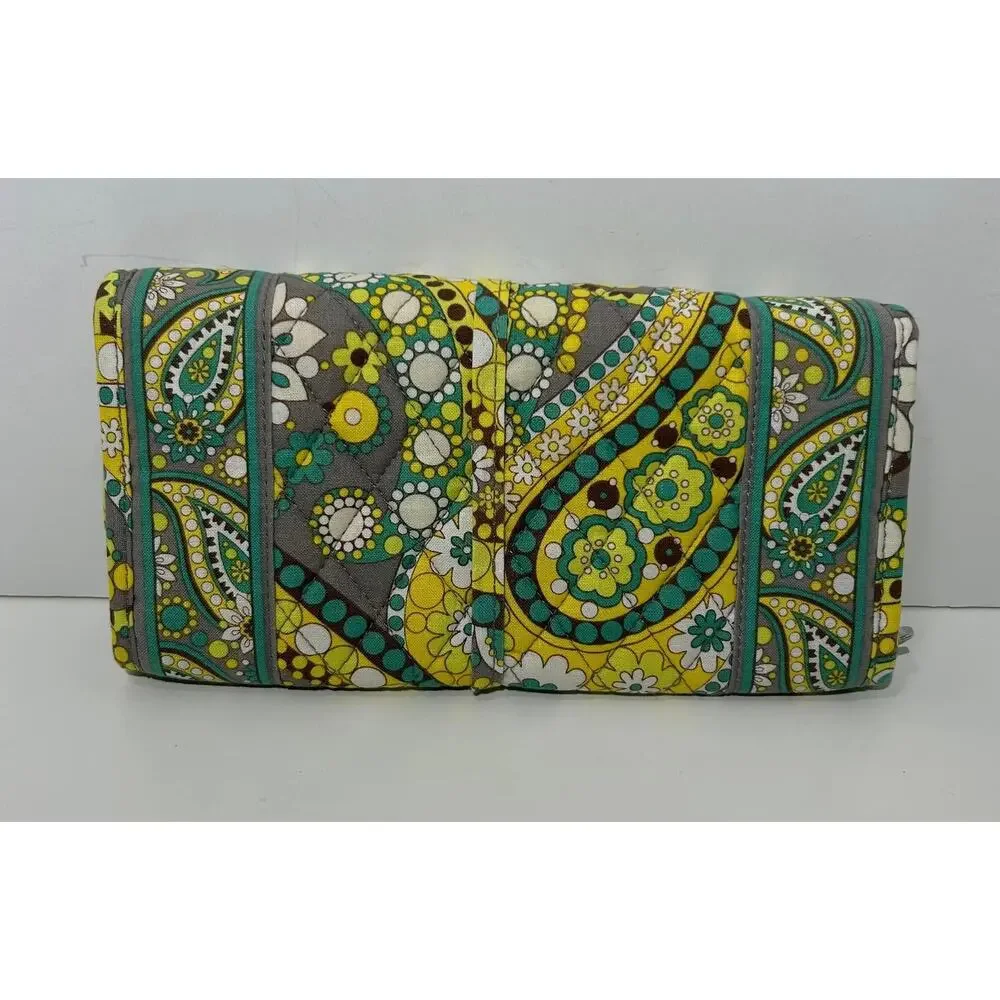 Vera Bradley LEMON PARFAIT Jewelry Role Travel Tote Quilted Yellow Tie